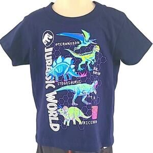 NWOT Jurassic World Navy Blue Dinosaur Graphic Toddler Tee Shirt Size 3T